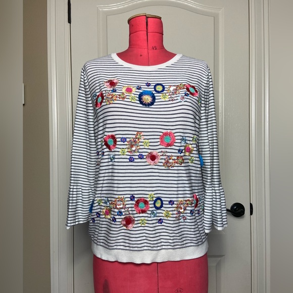 Talbots Floral Row Crewneck Sweater (L) - Picture 2 of 8